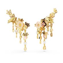 Pendientes de clip Gema, Tallas mixtas, Candelabro, Flor, Rosas, Recubrimiento tono oro