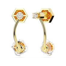 Pendientes ear jacket Numina, Tallas mixtas, Blancos, Recubrimiento tono oro