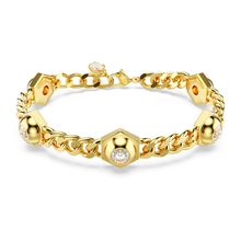 Pulsera Numina, Talla redonda, Blanca, Recubrimiento tono oro