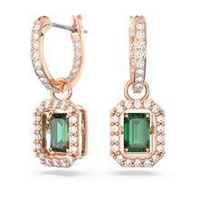 Pendientes Millenia, Talla octogonal, Verdes, Recubrimiento en tono oro rosa 5650068-5650068