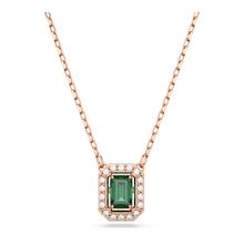 Collar Millenia, Talla octogonal, Verde, Recubrimiento tono oro rosa