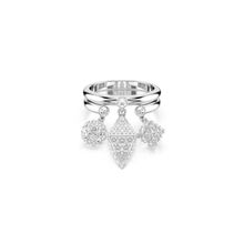 Anillo Dextera, Conjunto (2), Esfera y cubo, Blanco, Recubrimiento en rodio
