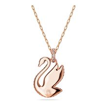Colgante Swarovski Iconic Swan, Cisne, Mediano, Verde, Recubrimiento tono oro rosa