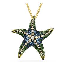 Colgante y broche Idyllia, Crystal pearls, Estrella de mar, Multicolor, Recubrimiento tono oro
