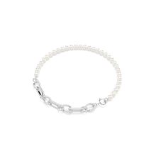 Collar Dextera, Crystal Pearl, Mezcla de eslabones, Blanco, Recubrimiento en rodio