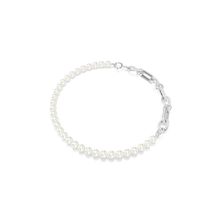 Collar Dextera, Crystal Pearl, Mezcla de eslabones, Blanco, Recubrimiento en rodio