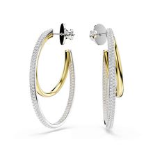 Pendientes de aro Hyperbola, Talla redonda, Medianos, Blancos, Combinación de acabados metálicos