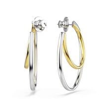 Pendientes de aro Hyperbola, Talla redonda, Medianos, Blancos, Combinación de acabados metálicos