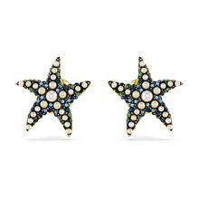 Pendientes de botón Idyllia, Estrella de mar, Pequeños, Multicolores, Recubrimiento tono oro