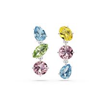 Pendientes Gema, Diseño asimétrico, Tallas mixtas, Multicolores, Recubrimiento en rodio