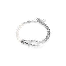 Pulsera Dextera, Pavé, Crystal Pearl, Blanca, Recubrimiento en rodio