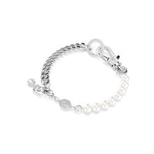 Pulsera Dextera, Pavé, Crystal Pearl, Blanca, Recubrimiento en rodio