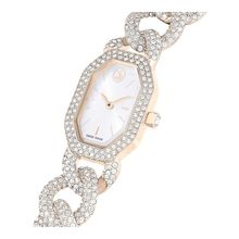 Reloj Dextera Chain, Fabricado en Suiza, Pulsera de cristal, Blanco, Acabado tono oro champán
