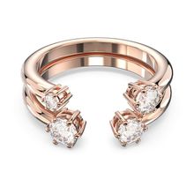 Anillo Constella, Conjunto (2), Talla redonda, Blanco, Baño tono oro rosa