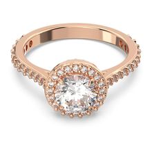 Anillo de cóctel Una Angelic, Talla redonda, Pavé, Blanco, Recubrimiento tono oro rosa