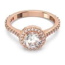 Anillo de cóctel Una Angelic, Talla redonda, Pavé, Blanco, Recubrimiento tono oro rosa