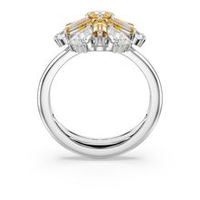Anillo de cóctel Idyllia, Tallas mixtas, Flor, Amarillo, Recubrimiento en rodio