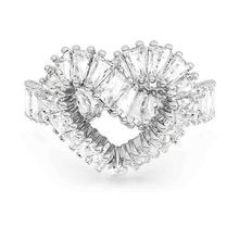 Anillo de cóctel Matrix, Tallas mixtas, Corazón, Blanco, Baño de rodio