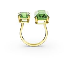Anillo de cóctel Millenia, Cristales talla octagonal, Verde, Baño tono oro