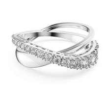 Anillo Twist Rows, blanco, baño de rodio