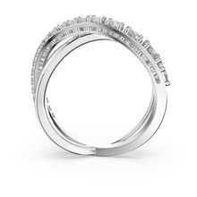 Anillo Twist Rows, blanco, baño de rodio