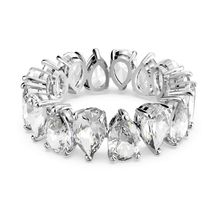 Anillo Vittore Pear, blanco, baño de rodio
