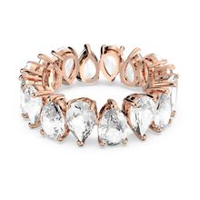 Anillo Vittore Pear, blanco, baño tono oro rosa
