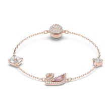 Pulsera Dazzling Swan, multicolor, baño de oro rosa