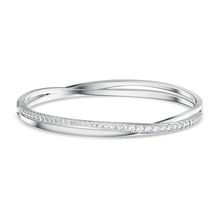 Pulsera Twist Rows, blanco, baño de rodio