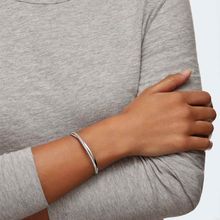 Pulsera Twist Rows, blanco, baño de rodio