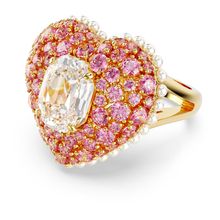 Anillo de cóctel Hyperbola, Corazón, Rosa, Recubrimiento tono oro
