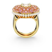 Anillo de cóctel Hyperbola, Corazón, Rosa, Recubrimiento tono oro