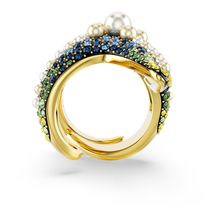 Anillo de cóctel Idyllia, Crystal pearls, Estrella de mar, Multicolor, Recubrimiento tono oro