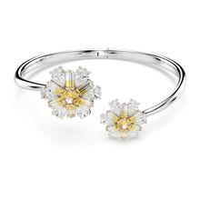 Brazalete Idyllia, Flor, Amarillo, Recubrimiento en rodio