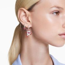 Pendientes Alice in Wonderland, Diseño asimétrico, Naipe, Rojos, Recubrimiento en rodio