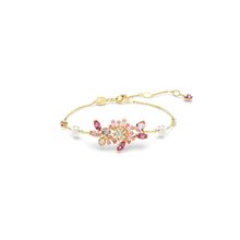 Pulsera Gema, Tallas mixtas, Flor, Rosa, Recubrimiento tono oro