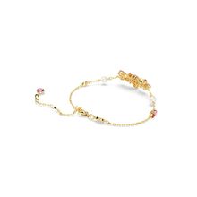 Pulsera Gema, Tallas mixtas, Flor, Rosa, Recubrimiento tono oro