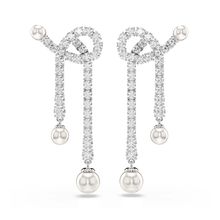 Pendientes Matrix, Crystal Pearl, Talla redonda, Blancos, Baño de rodio