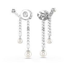 Pendientes Matrix, Crystal Pearl, Talla redonda, Blancos, Baño de rodio