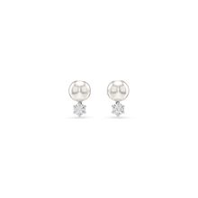 Pendientes de botón Matrix, Crystal Pearl, Talla redonda, Blancos, Baño de rodio