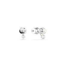 Pendientes de botón Matrix, Crystal Pearl, Talla redonda, Blancos, Baño de rodio