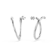Pendientes de aro Dextera, Talla redonda, Blancos, Baño de rodio