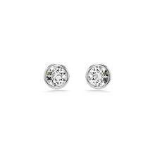 Pendientes de botón Imber, Talla redonda, Blancos, Baño de rodio