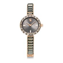 Reloj Matrix Bangle, Fabricado en Suiza, Pulsera de cristal, Gris, Acabado tono oro rosa