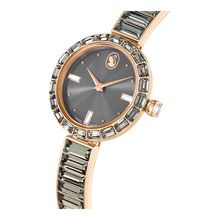 Reloj Matrix Bangle, Fabricado en Suiza, Pulsera de cristal, Gris, Acabado tono oro rosa