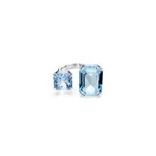 Anillo abierto Millenia, Talla octogonal, Azul, Recubrimiento en rodio