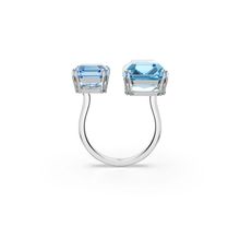 Anillo abierto Millenia, Talla octogonal, Azul, Recubrimiento en rodio