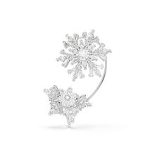 Pendiente ear cuff Idyllia, Individual, Tallas mixtas, Copo de nieve, Blanco, Recubrimiento en rodio