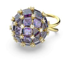 Anillo de cóctel Curiosa, Círculo, Azul, Baño tono oro