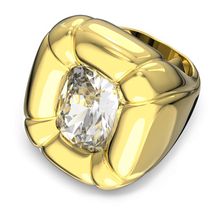 Anillo de cóctel Dulcis, Cristales de talla cushion, Amarillo, Baño tono oro